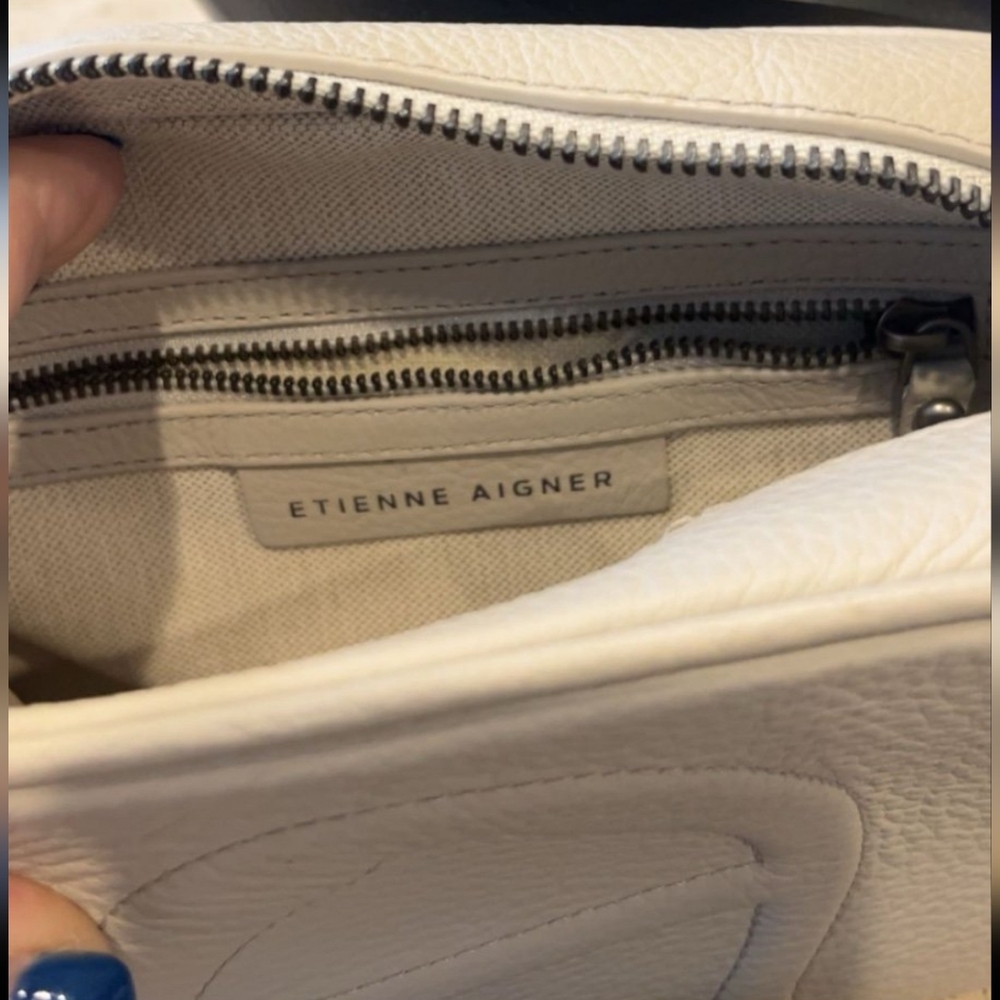 Etienne Aigner White Pebbled Leather Crossbody Camera Bag - Picture 2 of 2